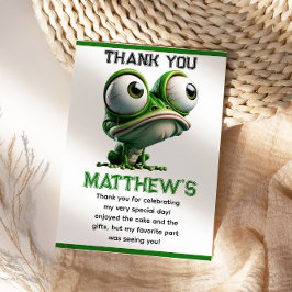 Cute Crazy Frog Farm Theme 1st Birthday Dankeskarte