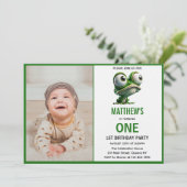 Cute Crazy Frog Farm Theme 1st Birthday Einladung (Stehend Vorderseite)