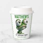 Cute Crazy Frog Farm Theme 1st Birthday Pappbecher (Rückseite)