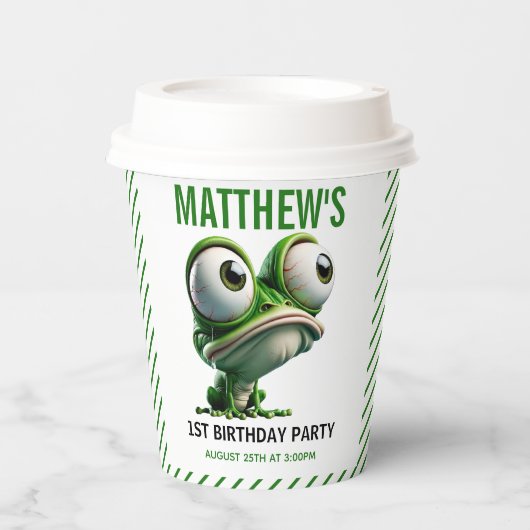 Cute Crazy Frog Farm Theme 1st Birthday Pappbecher (Vorderseite)