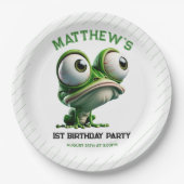 Cute Crazy Frog Farm Theme 1st Birthday Pappteller (Vorderseite)