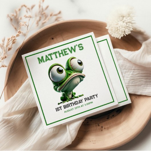 Cute Crazy Frog Farm Theme 1st Birthday Party Serviette