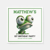 Cute Crazy Frog Farm Theme 1st Birthday Party Serviette (Vorderseite)