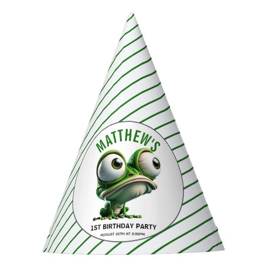 Cute Crazy Frog Farm Theme 1st Birthday Partyhütchen (Vorderseite)