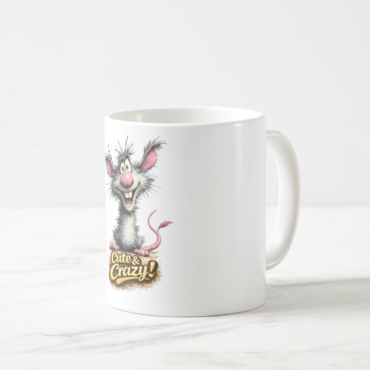 🐭💥 “Cute & Crazy!” Mug ☕😜 Kaffeetasse (VorderseiteRechts)
