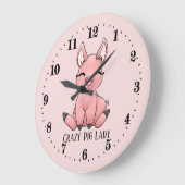 Cute crazy pig lady add text Country Große Wanduhr (Winkel)