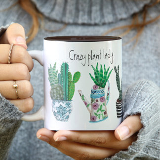 Cute crazy plant lady green plant lover cactus zweifarbige tasse
