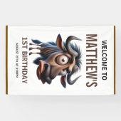 Cute Crazy Wildebeest Farm Theme 1st Birthday Banner (Horizontal)