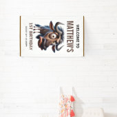 Cute Crazy Wildebeest Farm Theme 1st Birthday Banner (InSitu)