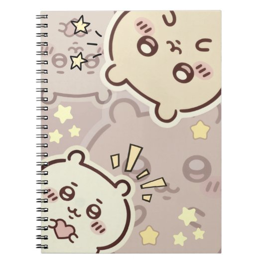Cute Cream Bear Pattern Spiral Notebook - Minimali Notizblock (Vorderseite)