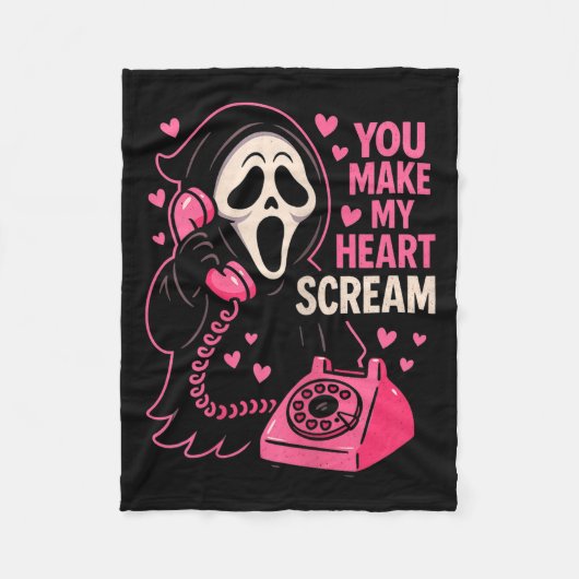 Cute Creepy Horror Make My Heart Scream Valentine’ Fleecedecke (Vorderseite)