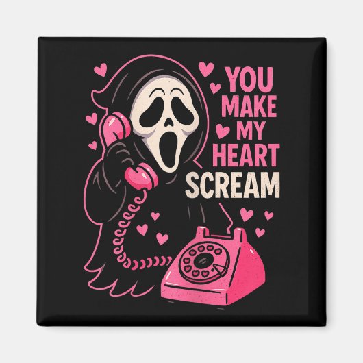 Cute Creepy Horror Make My Heart Scream Valentine’ Magnet (Vorne)