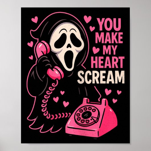 Cute Creepy Horror Make My Heart Scream Valentine’ Poster (Vorne)