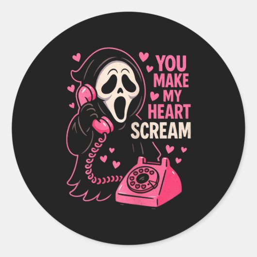 Cute Creepy Horror Make My Heart Scream Valentine’ Runder Aufkleber (Vorderseite)