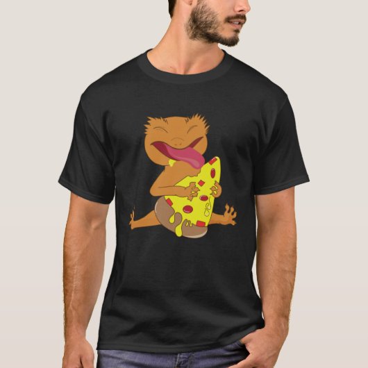 Cute Crested Gecko Eating Pizza Lizard Quotes T-Shirt (Vorderseite)