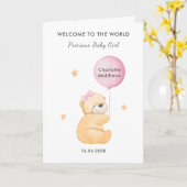 Cute Crimson Balloon Bear Welcome Baby Girl Card Karte (Gelbe Blume)