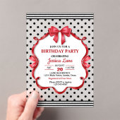 Cute Crimson Bow Birthday Invitation Acryleinladungen (Insitu (Handheld))
