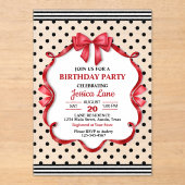 Cute Crimson Bow Birthday Invitation Acryleinladungen (Vorderseite)