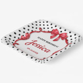 Cute Crimson Bow Birthday Pappteller (Gewinkelt)