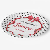 Cute Crimson Bow Birthday Pappteller (Schrägansicht)