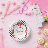 Cute Crimson Bow Birthday Pappteller (Party)