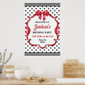 Cute Crimson Bow Birthday Poster (Küche)