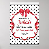 Cute Crimson Bow Birthday Poster (Vorne)