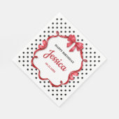 Cute Crimson Bow Birthday Serviette (Ecke)