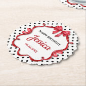 Cute Crimson Bow Birthday Untersetzer (angewinkelt)