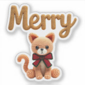 Cute Crochet Christmas Cat Sticker (Vorderseite)