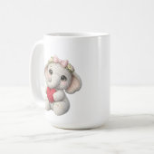 Cute Crochet Elephant Holding Heart Amigurumi Art Kaffeetasse (Vorderseite Links)