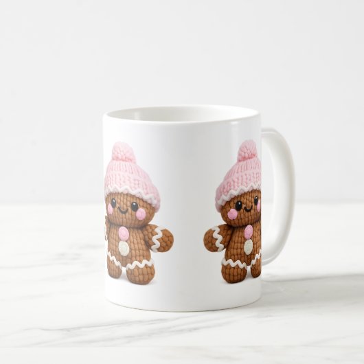 Cute Crochet Gingerbread Mug Cake Character Coffee Kaffeetasse (VorderseiteRechts)