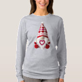 Cute Crochet Heart Pattern Valentine Gnome T-Shirt (Vorderseite)