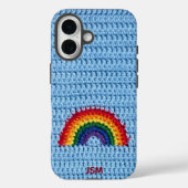 Cute Crochet Rainbow Custom Initials Monogram Case-Mate iPhone Hülle (Rückseite)
