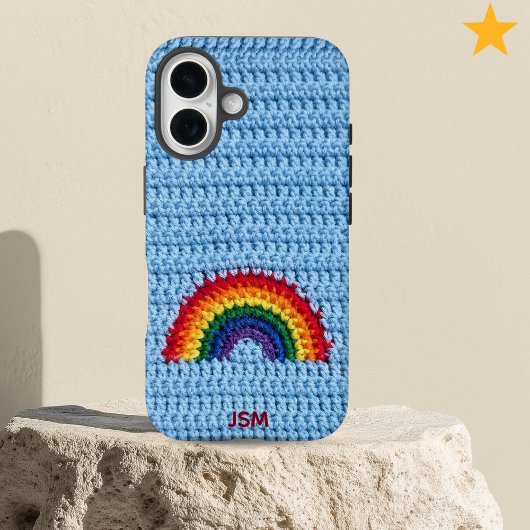 Cute Crochet Rainbow Custom Initials Monogram Case-Mate iPhone Hülle