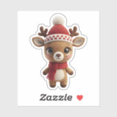 Cute Crochet Reindeer Christmas Sticker (Blatt)