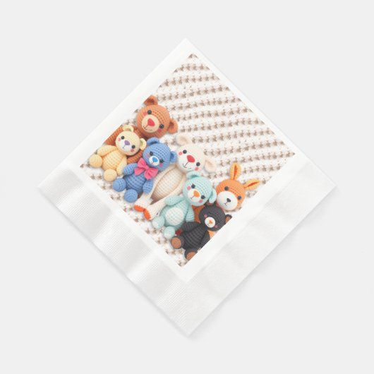 Cute Crocheted Stuffed Animals Boy's Baby Shower Serviette (Ecke)