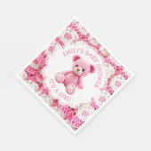 Cute Crocheted Teddy Bear Girl's Baby Shower Serviette (Ecke)