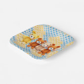 Cute Crocheted Teddy Bears Boy's Baby Shower Pappteller (Gewinkelt)