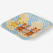Cute Crocheted Teddy Bears Boy's Baby Shower Pappteller (Gewinkelt)