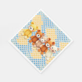 Cute Crocheted Teddy Bears Boy's Baby Shower Serviette (Ecke)