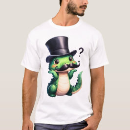 Cute Crocodile Gentleman Fun Art T-Shirt