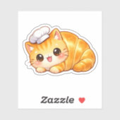 Cute Croissant Cat Kawaii Bakery Vinyl Sticker (Blatt)