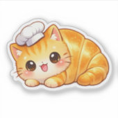 Cute Croissant Cat Kawaii Bakery Vinyl Sticker (Vorderseite)