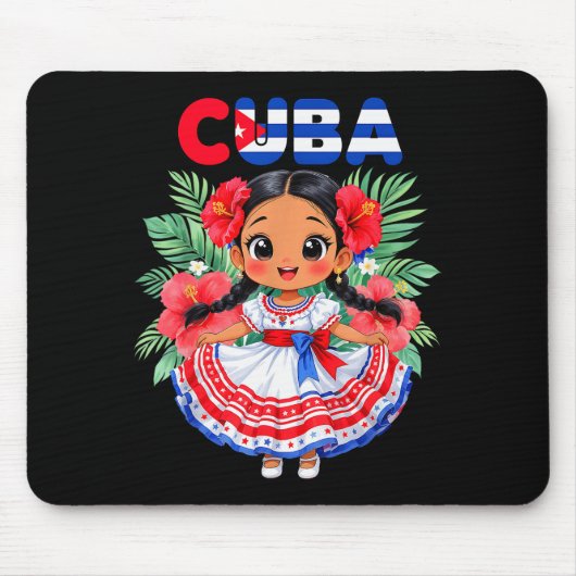 Cute Cuba Cuban Girl Traditional Dress Trocal Flow Mousepad (Vorne)