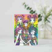 Cute Cup Cake Rainbow Fairies Party Postcard Postkarte (Stehend Vorderseite)