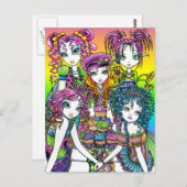 Cute Cup Cake Rainbow Fairies Party Postcard Postkarte (Vorne/Hinten)
