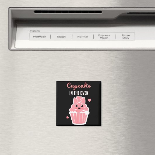 Cute Cupcake In The Oven Gender Reveal Baby Girl Magnet (In Situ (Geschirrspüler))
