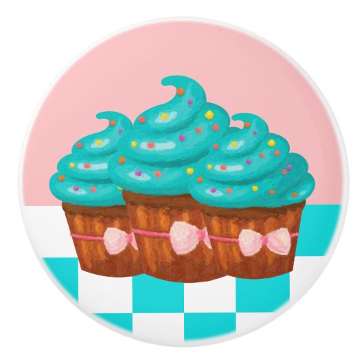 Cute Cupcake Kitchen Decor Keramikknauf (Vorderseite)