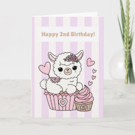 Cute Cupcake Llama Birthday Greeting, Blank Inside Karte